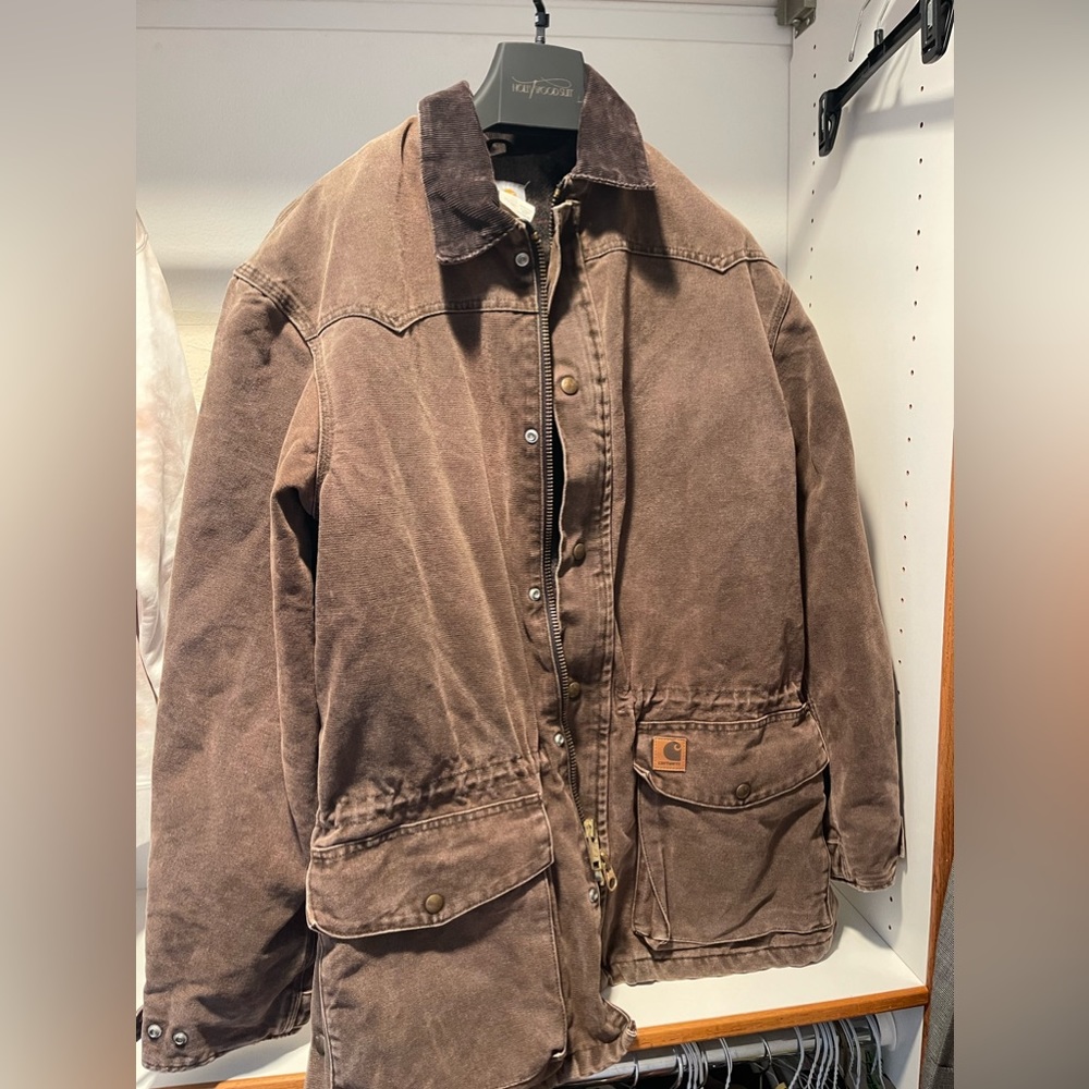 Carhartt Vintage 2002 Jacket Medium Distressed Brown Flannel Lining